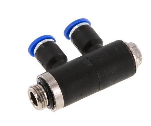 Racor rápido de 2 vías de 4 mm x G1/8'' con rosca macho Latón/PA 66 NBR Giratorio