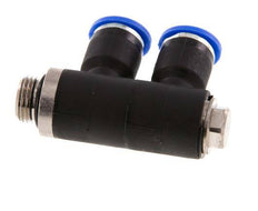 Racor rápido de 2 vías de 6 mm x G1/8'' con rosca macho Latón/PA 66 NBR Giratorio