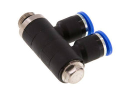 Racor rápido de 2 vías de 6 mm x G1/8'' con rosca macho Latón/PA 66 NBR Giratorio