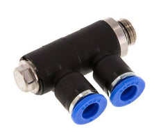 Racor rápido de 2 vías de 6 mm x G1/8'' con rosca macho Latón/PA 66 NBR Giratorio