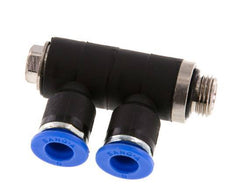 Racor rápido de 2 vías de 6 mm x G1/8'' con rosca macho Latón/PA 66 NBR Giratorio