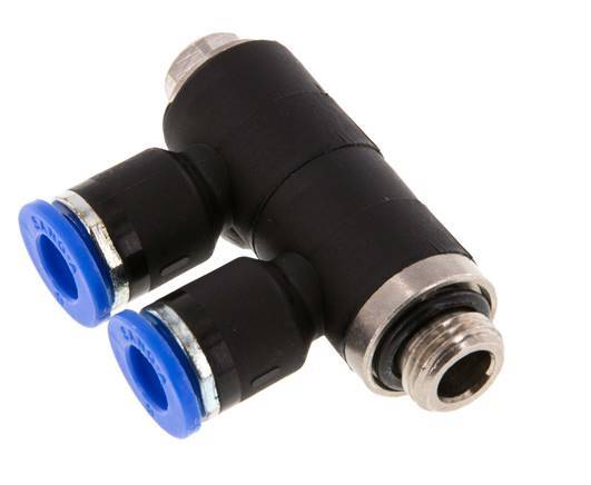 Racor rápido de 2 vías de 6 mm x G1/8'' con rosca macho Latón/PA 66 NBR Giratorio