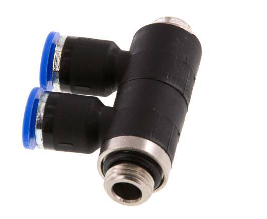 Racor rápido de 2 vías de 6 mm x G1/8'' con rosca macho Latón/PA 66 NBR Giratorio