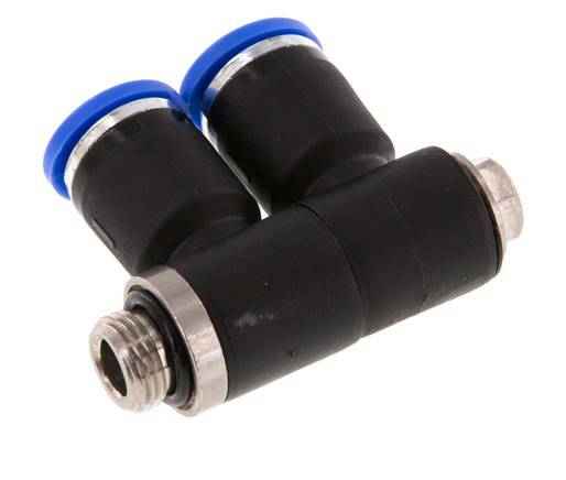 Racor rápido de 2 vías de 8 mm x G1/8'' con rosca macho Latón/PA 66 NBR Giratorio