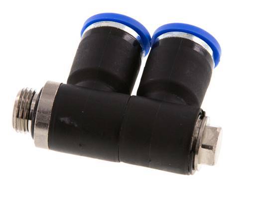 Racor rápido de 2 vías de 8 mm x G1/8'' con rosca macho Latón/PA 66 NBR Giratorio