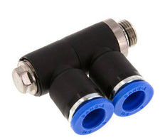 Racor rápido de 2 vías de 8 mm x G1/8'' con rosca macho Latón/PA 66 NBR Giratorio