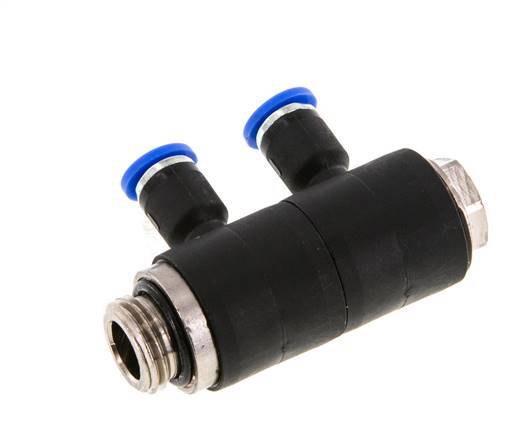 Racor rápido de 2 vías de 4mm x G1/4'' con rosca macho Latón/PA 66 NBR Giratorio