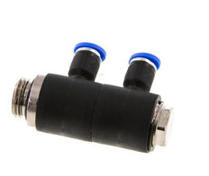Racor rápido de 2 vías de 4mm x G1/4'' con rosca macho Latón/PA 66 NBR Giratorio