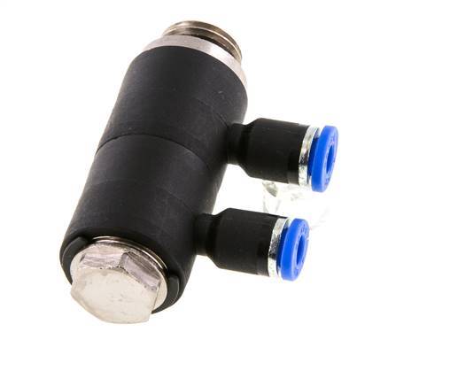 Racor rápido de 2 vías de 4mm x G1/4'' con rosca macho Latón/PA 66 NBR Giratorio