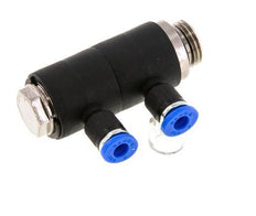Racor rápido de 2 vías de 4mm x G1/4'' con rosca macho Latón/PA 66 NBR Giratorio