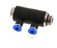 Racor rápido de 2 vías de 4mm x G1/4'' con rosca macho Latón/PA 66 NBR Giratorio