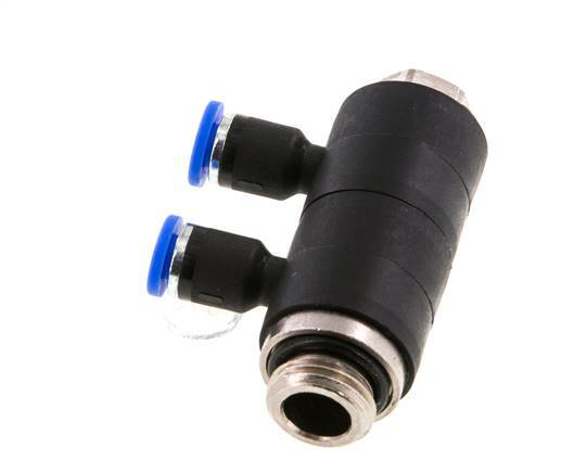 Racor rápido de 2 vías de 4mm x G1/4'' con rosca macho Latón/PA 66 NBR Giratorio