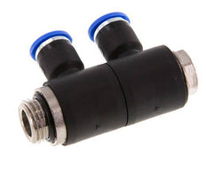 Racor rápido de 2 vías de 6 mm x G1/4'' con rosca macho Latón/PA 66 NBR Giratorio