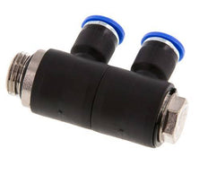 Racor rápido de 2 vías de 6 mm x G1/4'' con rosca macho Latón/PA 66 NBR Giratorio