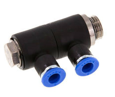 Racor rápido de 2 vías de 6 mm x G1/4'' con rosca macho Latón/PA 66 NBR Giratorio