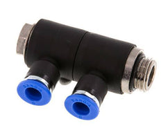 Racor rápido de 2 vías de 6 mm x G1/4'' con rosca macho Latón/PA 66 NBR Giratorio