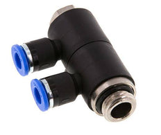 Racor rápido de 2 vías de 6 mm x G1/4'' con rosca macho Latón/PA 66 NBR Giratorio
