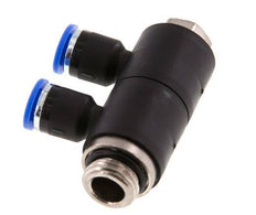 Racor rápido de 2 vías de 6 mm x G1/4'' con rosca macho Latón/PA 66 NBR Giratorio