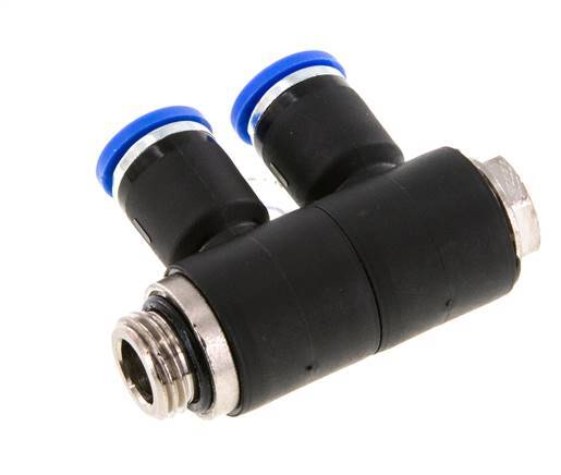 Racor rápido de 2 vías de 8 mm x G1/4'' con rosca macho Latón/PA 66 NBR Giratorio