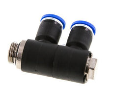 Racor rápido de 2 vías de 8 mm x G1/4'' con rosca macho Latón/PA 66 NBR Giratorio