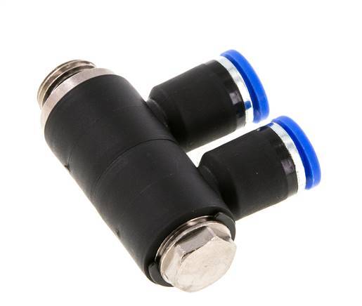 Racor rápido de 2 vías de 8 mm x G1/4'' con rosca macho Latón/PA 66 NBR Giratorio