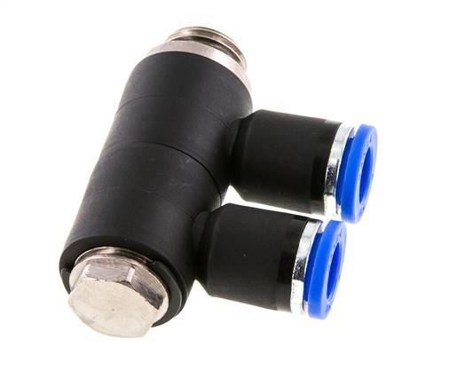 Racor rápido de 2 vías de 8 mm x G1/4'' con rosca macho Latón/PA 66 NBR Giratorio