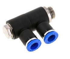 Racor rápido de 2 vías de 8 mm x G1/4'' con rosca macho Latón/PA 66 NBR Giratorio