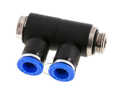 Racor rápido de 2 vías de 8 mm x G1/4'' con rosca macho Latón/PA 66 NBR Giratorio