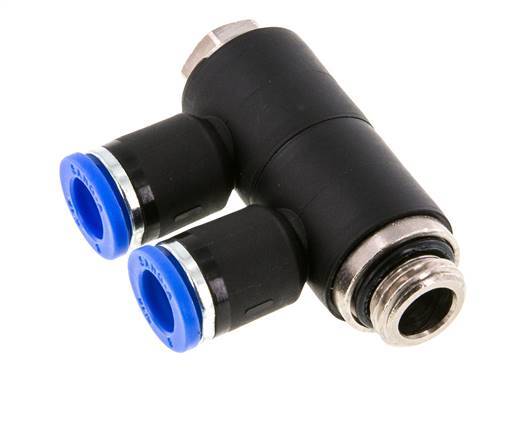 Racor rápido de 2 vías de 8 mm x G1/4'' con rosca macho Latón/PA 66 NBR Giratorio