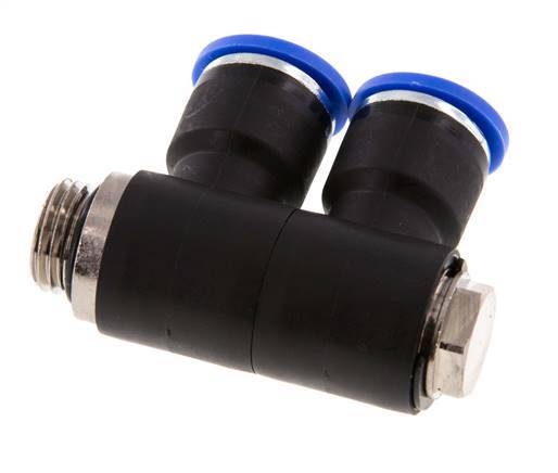 Racor rápido de 2 vías de 10 mm x G1/4'' con rosca macho Latón/PA 66 NBR Giratorio