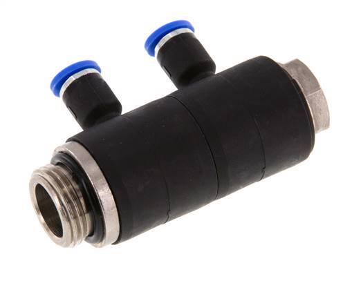 Racor rápido de 2 vías de 4mm x G3/8'' con rosca macho Latón/PA 66 NBR Giratorio