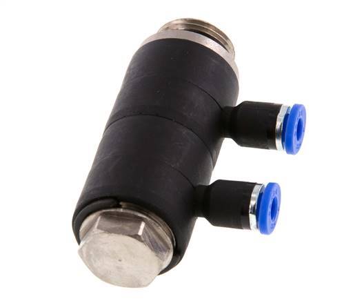 Racor rápido de 2 vías de 4mm x G3/8'' con rosca macho Latón/PA 66 NBR Giratorio
