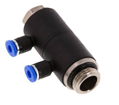 Racor rápido de 2 vías de 4mm x G3/8'' con rosca macho Latón/PA 66 NBR Giratorio