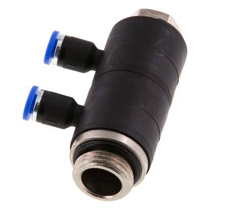 Racor rápido de 2 vías de 4mm x G3/8'' con rosca macho Latón/PA 66 NBR Giratorio