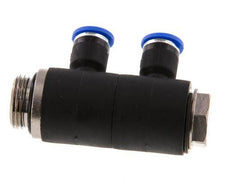 Racor rápido de 2 vías de 6mm x G3/8'' con rosca macho Latón/PA 66 NBR Giratorio