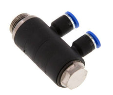 Racor rápido de 2 vías de 6mm x G3/8'' con rosca macho Latón/PA 66 NBR Giratorio