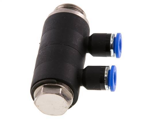 Racor rápido de 2 vías de 6mm x G3/8'' con rosca macho Latón/PA 66 NBR Giratorio