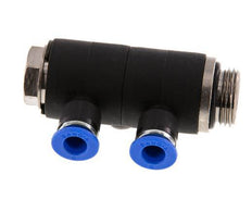Racor rápido de 2 vías de 6mm x G3/8'' con rosca macho Latón/PA 66 NBR Giratorio
