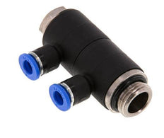 Racor rápido de 2 vías de 6mm x G3/8'' con rosca macho Latón/PA 66 NBR Giratorio