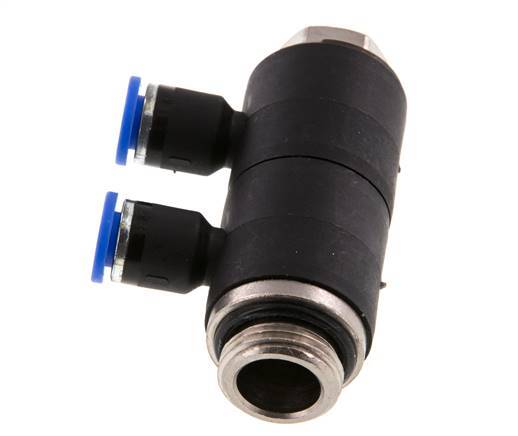 Racor rápido de 2 vías de 6mm x G3/8'' con rosca macho Latón/PA 66 NBR Giratorio