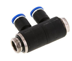 Racor rápido de 2 vías de 8 mm x G3/8'' con rosca macho Latón/PA 66 NBR Giratorio