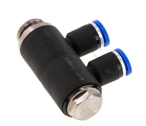 Racor rápido de 2 vías de 8 mm x G3/8'' con rosca macho Latón/PA 66 NBR Giratorio