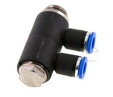 Racor rápido de 2 vías de 8 mm x G3/8'' con rosca macho Latón/PA 66 NBR Giratorio