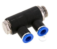 Racor rápido de 2 vías de 8 mm x G3/8'' con rosca macho Latón/PA 66 NBR Giratorio