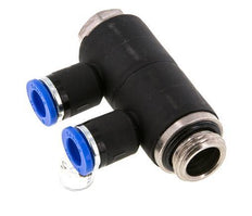 Racor rápido de 2 vías de 8 mm x G3/8'' con rosca macho Latón/PA 66 NBR Giratorio