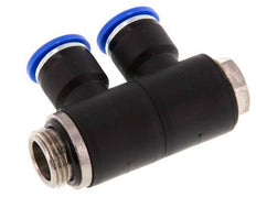 Racor rápido de 2 vías de 10 mm x G3/8'' con rosca macho Latón/PA 66 NBR Giratorio