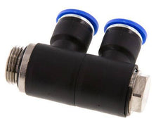Racor rápido de 2 vías de 10 mm x G3/8'' con rosca macho Latón/PA 66 NBR Giratorio