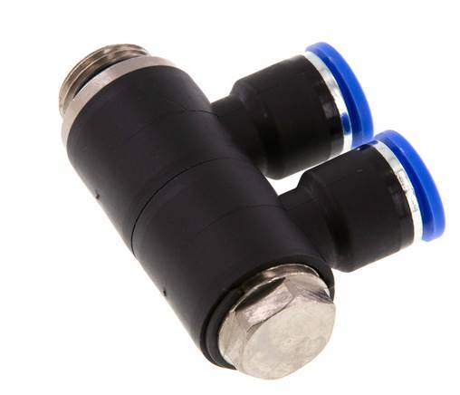 Racor rápido de 2 vías de 10 mm x G3/8'' con rosca macho Latón/PA 66 NBR Giratorio