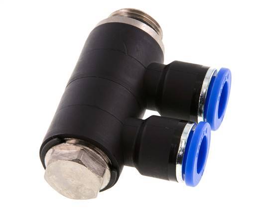 Racor rápido de 2 vías de 10 mm x G3/8'' con rosca macho Latón/PA 66 NBR Giratorio