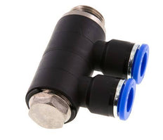 Racor rápido de 2 vías de 10 mm x G3/8'' con rosca macho Latón/PA 66 NBR Giratorio